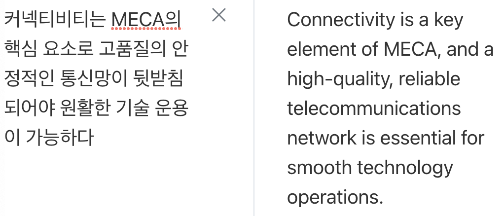 Connectivity is a key element of MECA, and a high-quality and stable communication network must be supported to enable smooth technology operation.
